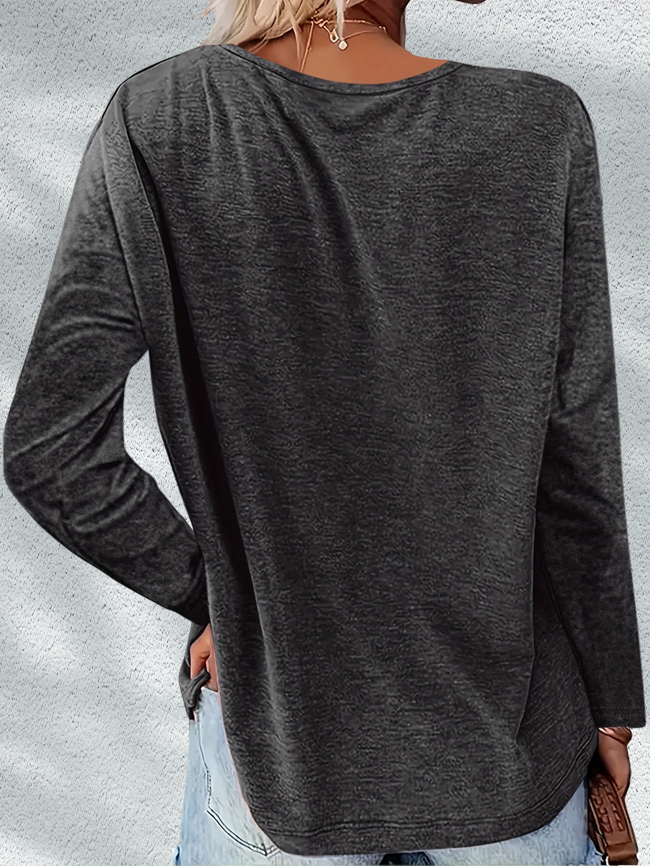 3pcs womens casual v neck long sleeve t shirts soft stretchy fabric solid color basic tees for   layering   regular fit pullover   layering fashion versatile clothing comfortable wear Product details 22