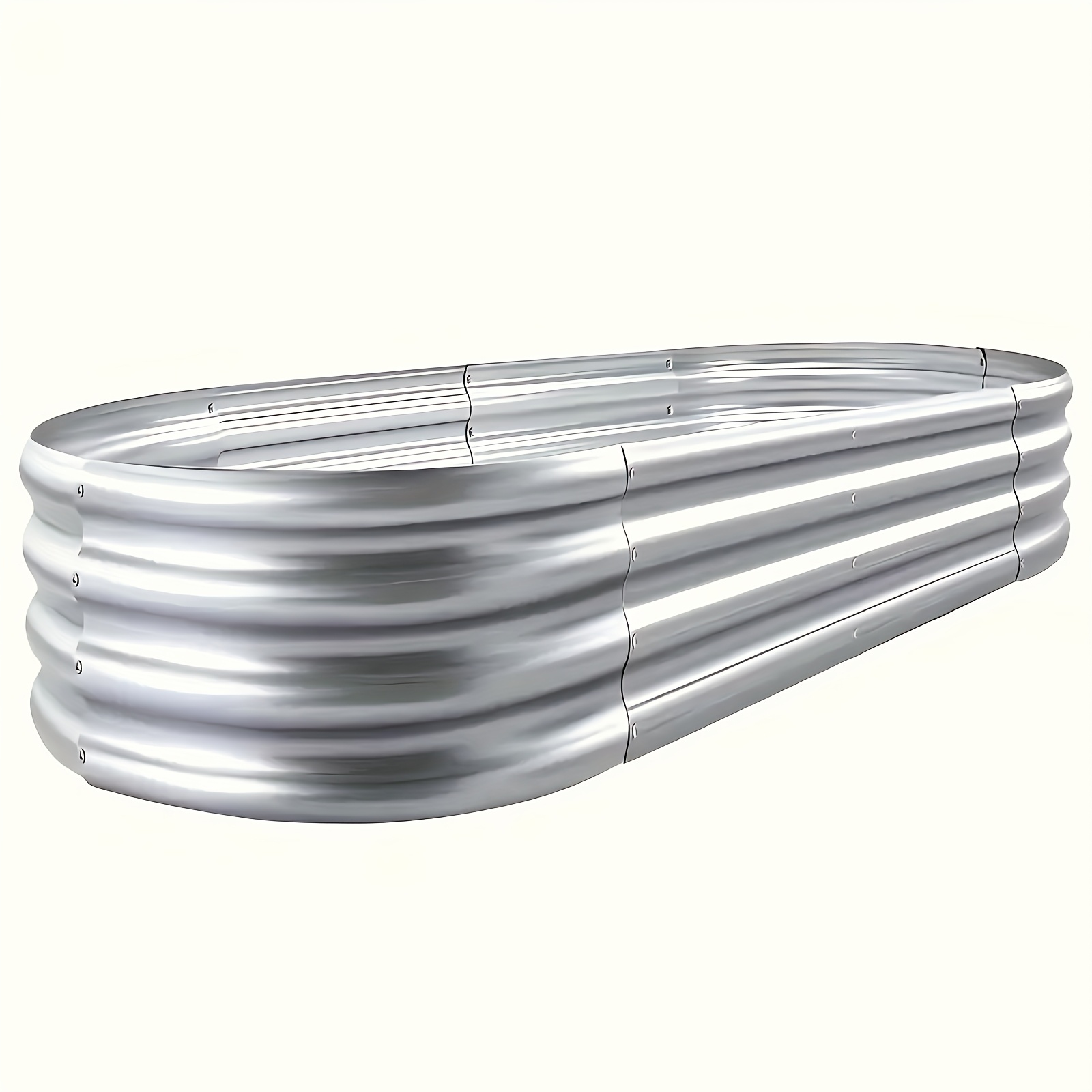 TEMU Kit de Bac de Jardin Surélevé Galvanisé 1/2 Pièces, de Jardin à Planter Galvanisés d'Extérieur, Grand Bac Ovale en Métal pour Légumes