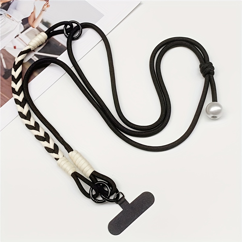 E-shop Modische, süße 2-in-1 Handy-Hängekordel, Handgelenkband, abnehmbare, verstellbare Handy-Lanyard, Mädchen-Perlenanhänger, Handykette
