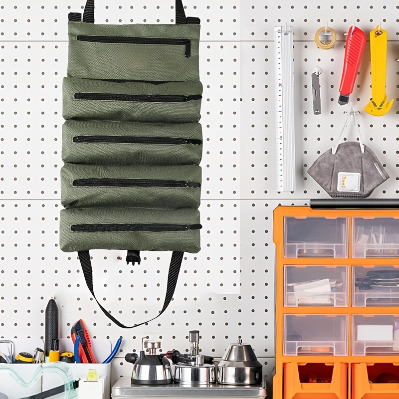 1 juego de bolsa enrollable para herramientas, multifuncional, ideal para mecánicos, electricistas, carpinteros y herramientas automotrices, resistente y duradera, fácil de transportar, equipo de seguridad industrial, otros protectores personales