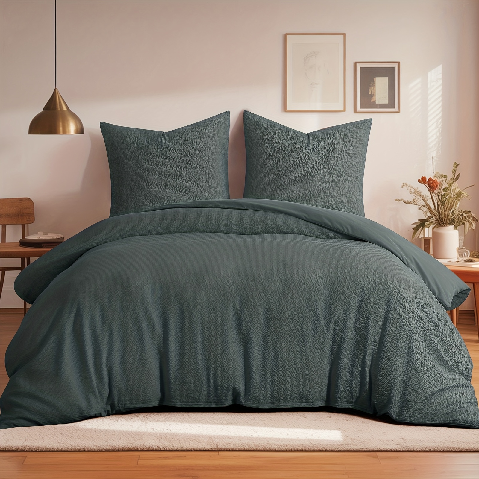 Image of 3pcs Bubble Fabric Material Duvet Cover Set -1 Duvet Cover 220x240cm With 2 Pillowcases 80x80cm, Soft Textured Fabric, Breathable & Skin-friendly, Wrinkle-free, Gift For Halloween Or Christmas
