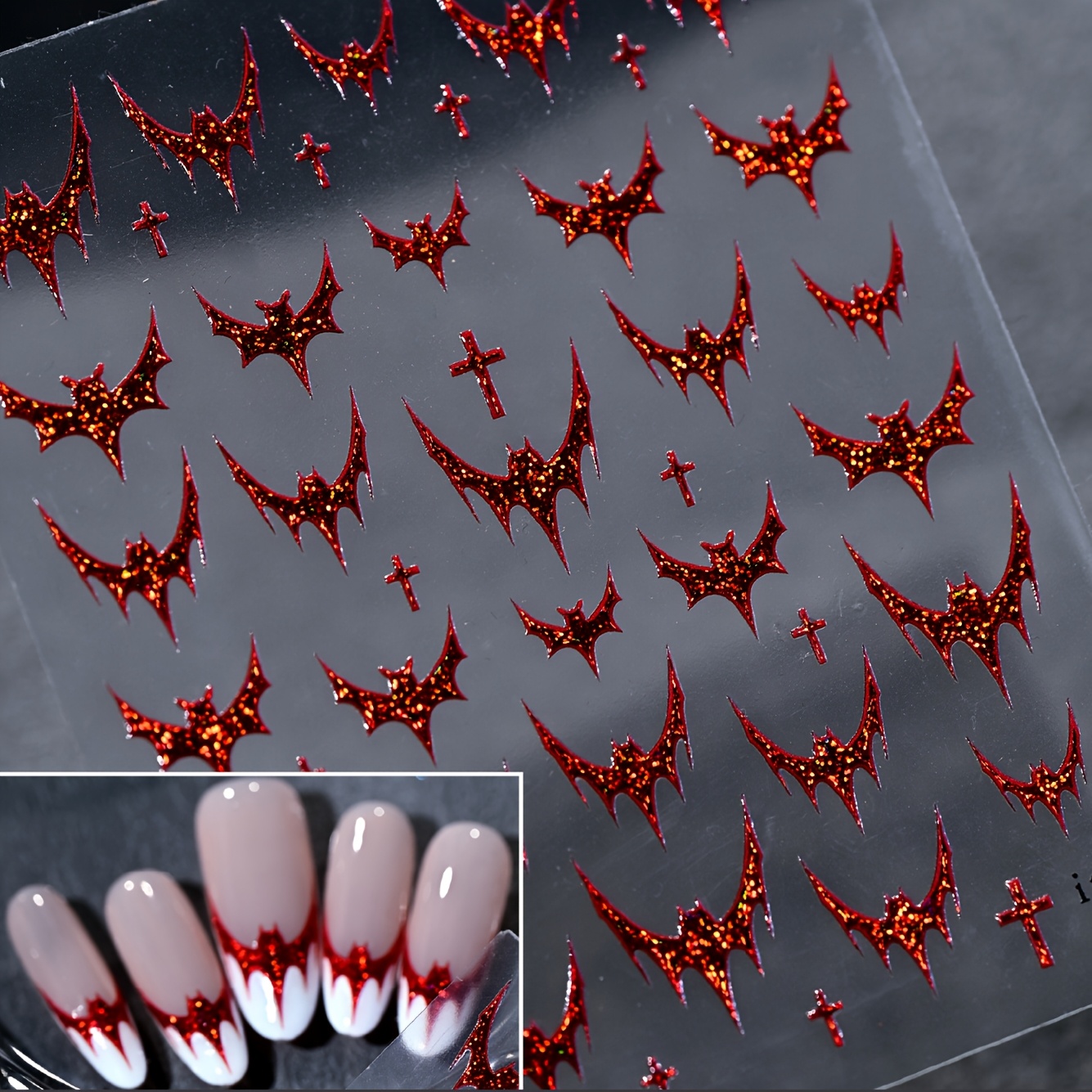 Image of 1pc Halloween Dark Bat Sticker, And Art Sticker, Hot Gothic Style Bat Adhesive Sticker, Suitable For Diy Art Charm Design