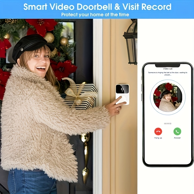 Wireless Video Doorbell with Two-Way Communication, Wi-Fi Connectivity, High Definition, Night Vision Capabilities, Remote Control Via App, Easy Setup, And HD Cameras for Home Security