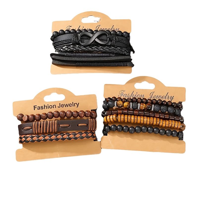 E-shop 12er-Set Herrenmode Schmuck Armreifen Armband Set für und Party, handgewebtes Vintage-Armband
