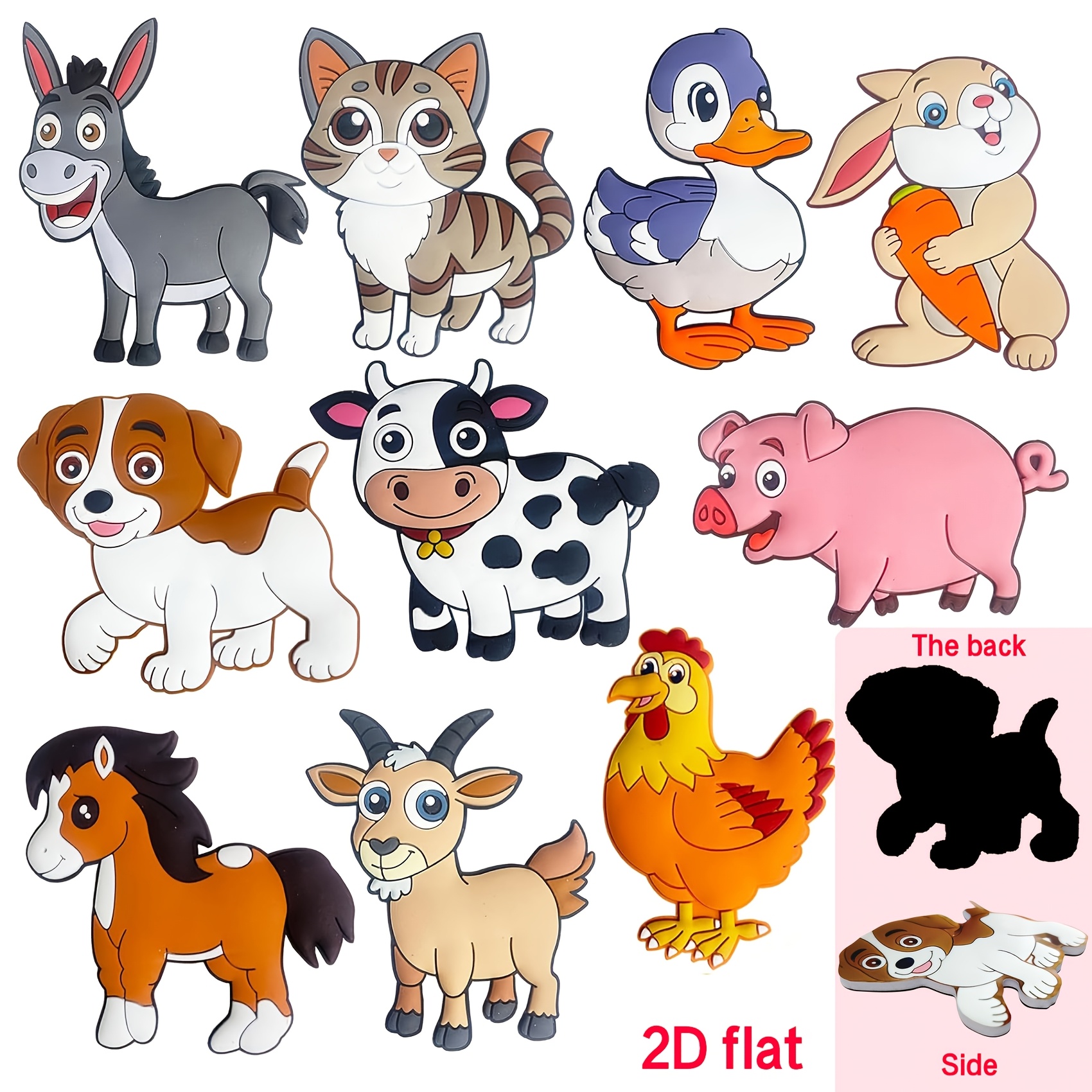 10pcs Cartoon Cute Farm Animal Magnet Set, Includes/ Kitten/ Puppy/ Bunny And Other Animals, Cute And Fun, Home Or School Decoration/ Party Decoration/ Gift, Decoration