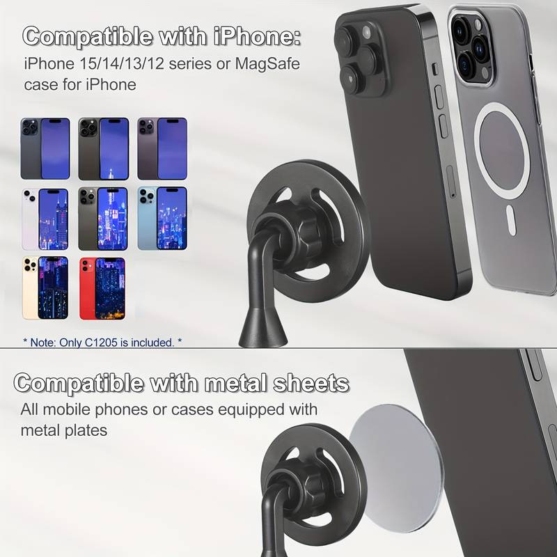 Adattatore Magnetico Per Treppiede EEEKit Con Vite 1/4''-20, Compatibile MagSafe Per IPhone 16/15/14/13/12, Con Anello Metallico Per Altri Smartphone, Rotazione 360° E Inclinazione 30°