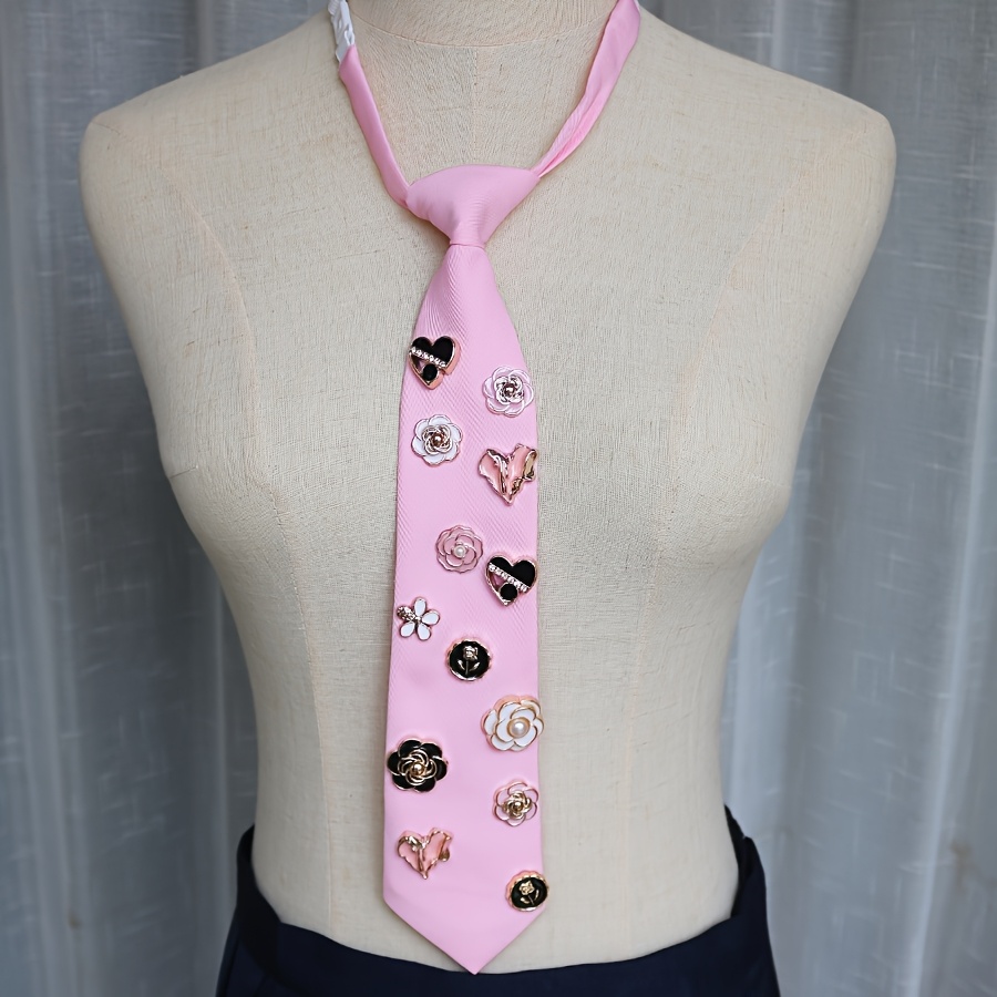 TEMU 1pc Women's No-tie Necktie, Suitable For Casual Streetwear, Daily Wear, Parties, And Gifting