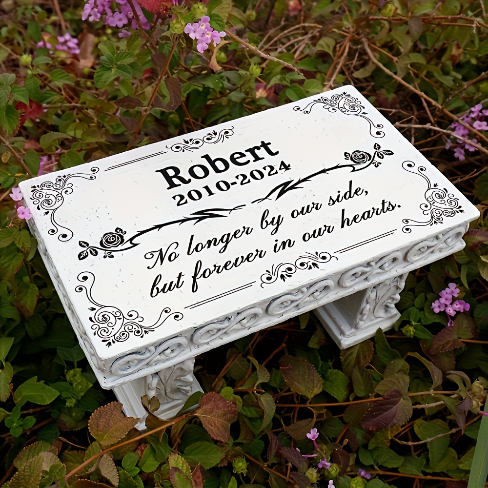 

Custom Engraved Memorial Stone Bench - Outdoor Garden For Or Pets, Resin Bench, Perfect Gift For Loss Of Dog