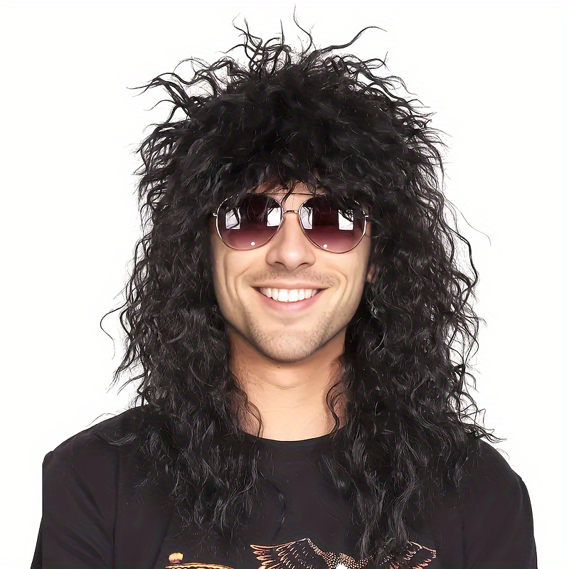 

80s Wig For Men - Long, Fluffy In Or - For Halloween, Christmas Cosplay, Bar & Club Parties, Photo Props, And Performances