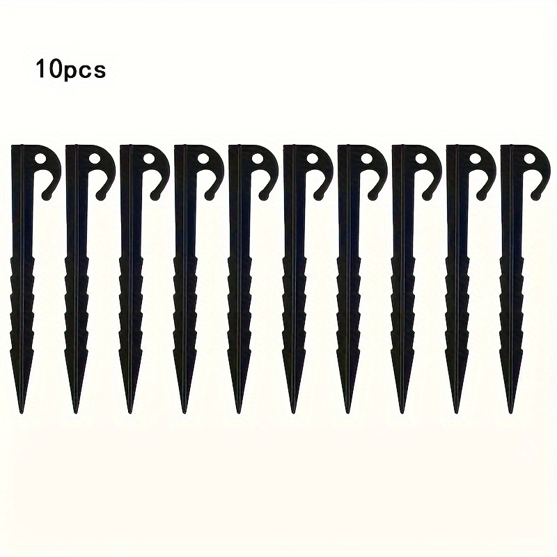 Image of 10pcs Outdoor Camping Tent Ground Nails, Windproof Beach Mat Nails, Heavy Duty 14.48cm Tent Pegs With Spike Hook Camping Tent Spiral Type Stakes, Outdoor Tool For Camping Backpacking Gardening