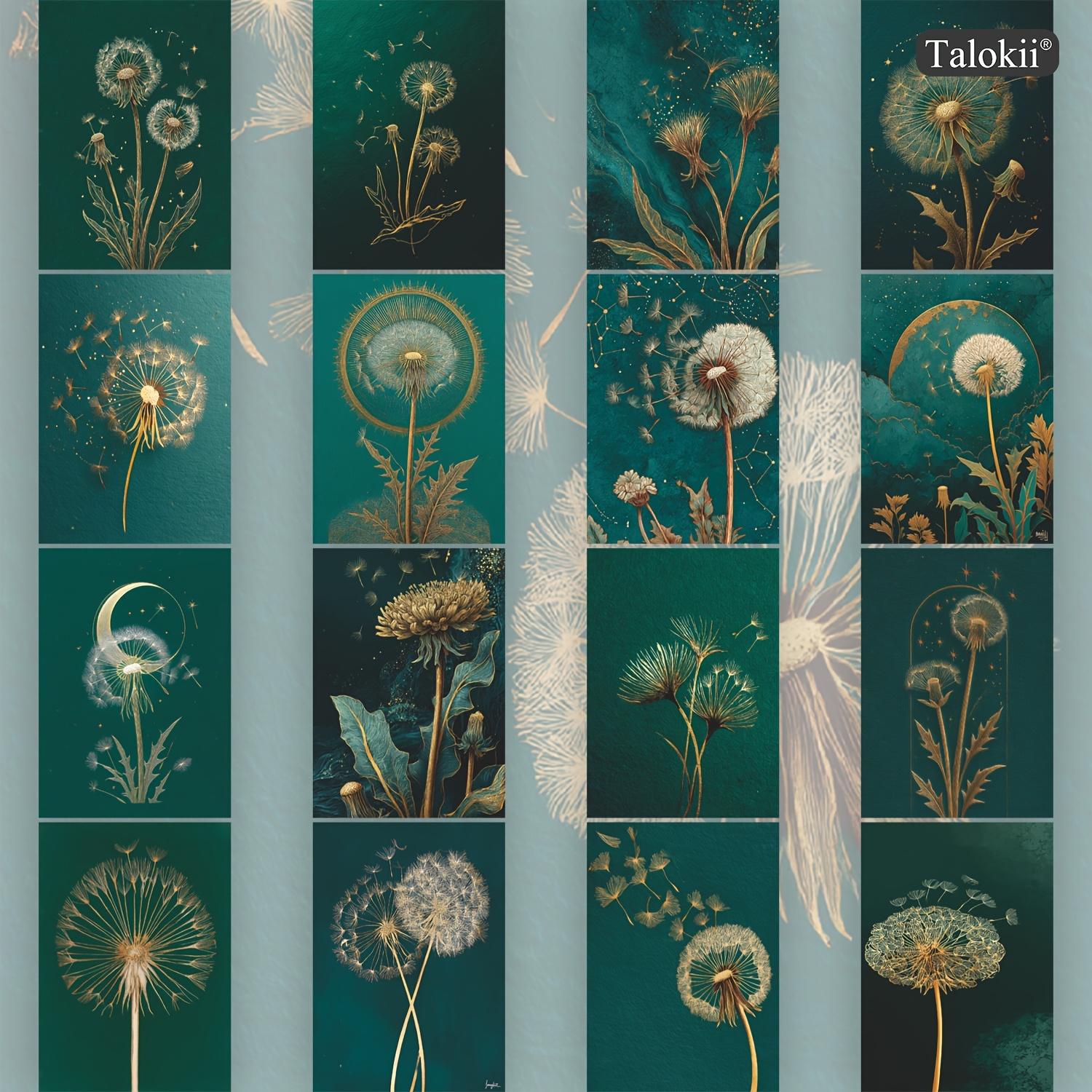TEMU 16-pack Dandelion Postcards, 10×14cm (. 4×6 Inch), Botanical Art Cards With Golden Details, Home Decor, Journaling & Gifts For