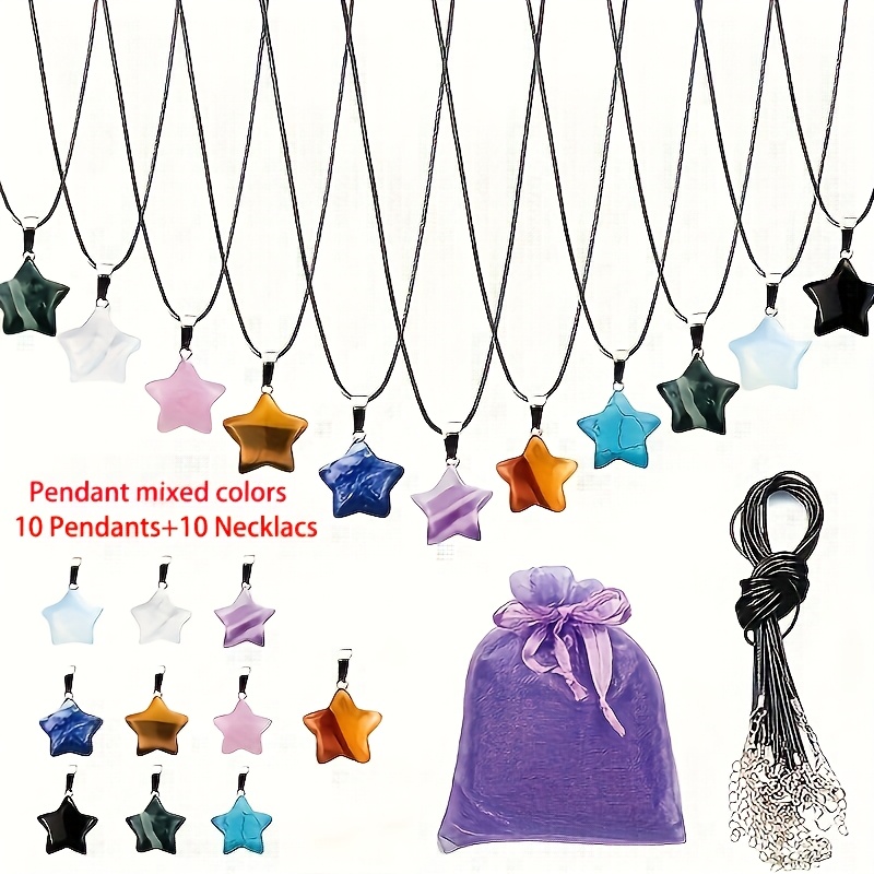 Image of 20pcs -shaped Pendants Loose Gemstone Charms Mixed Pendants Quartz Beads Jewelry For Necklace Making Holiday Gifts