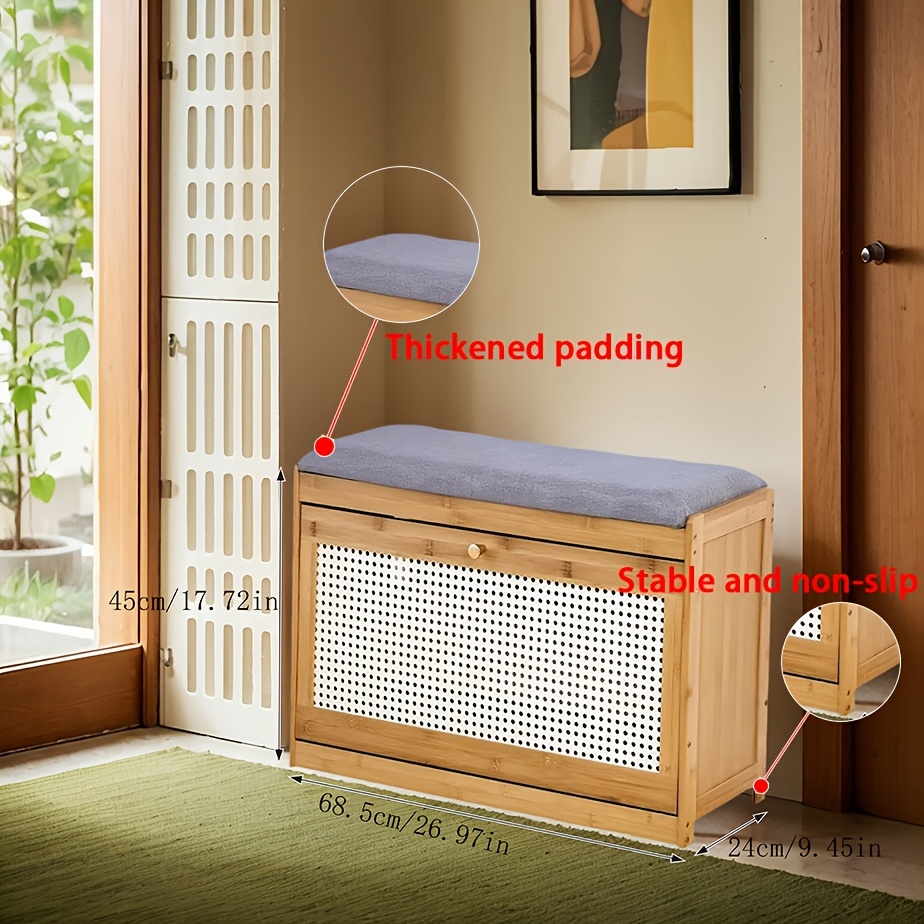 Soft-Upholstered Entryway Bench with Shoe Rack, Long Shoe Stool for Home  Shoe Bench for Entryway, Hallway Furniture, Home Entry Bench, Rustic