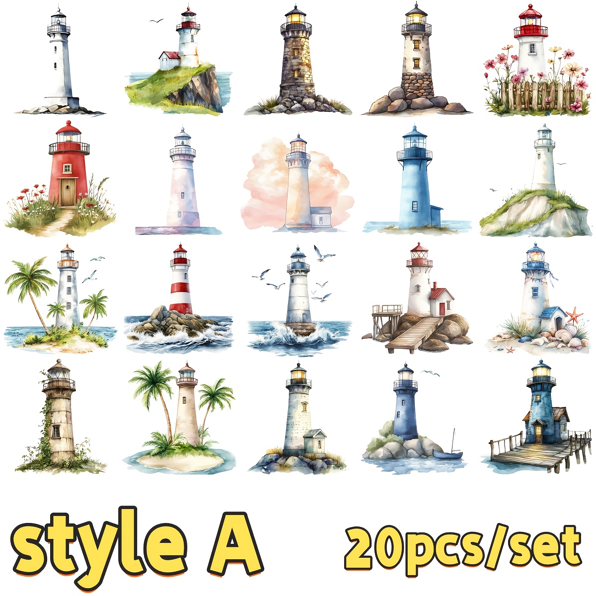 TEMU 2d Flat 20pcsset Seaside Scrapbooking Stickers 2d Flat 2d Flat