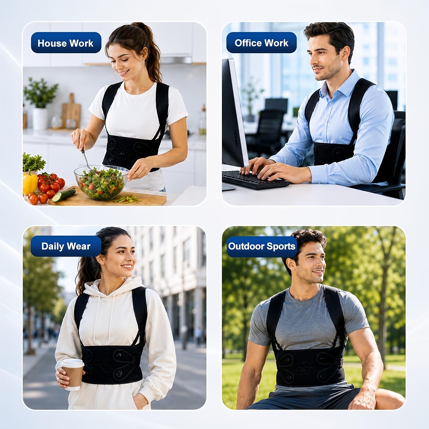 TEMU Femmes et hommes, ceinture de posture réglable, orthèse pour la posture féminine, orthèse de posture offre un soutien et une pour le cou