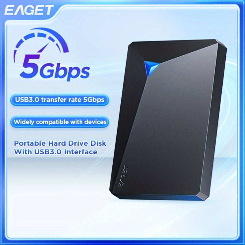 

Eaget 1tb Portable External Hard Drive Hdd, 500gb Large Storage Mechanical Hard Drive Plug And Play Usb 3. 0 For Pc Laptop Ps4 1 Game/file/video/music Quick Save Fast Transmission