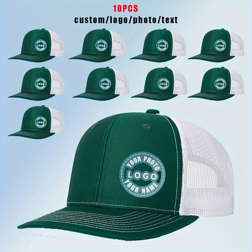TEMU 10pcs Custom Logo/text/design Caps - Personalized Hats Suitable For Team Uniforms, Corporate Branding, Events & - Options, Logo Printing