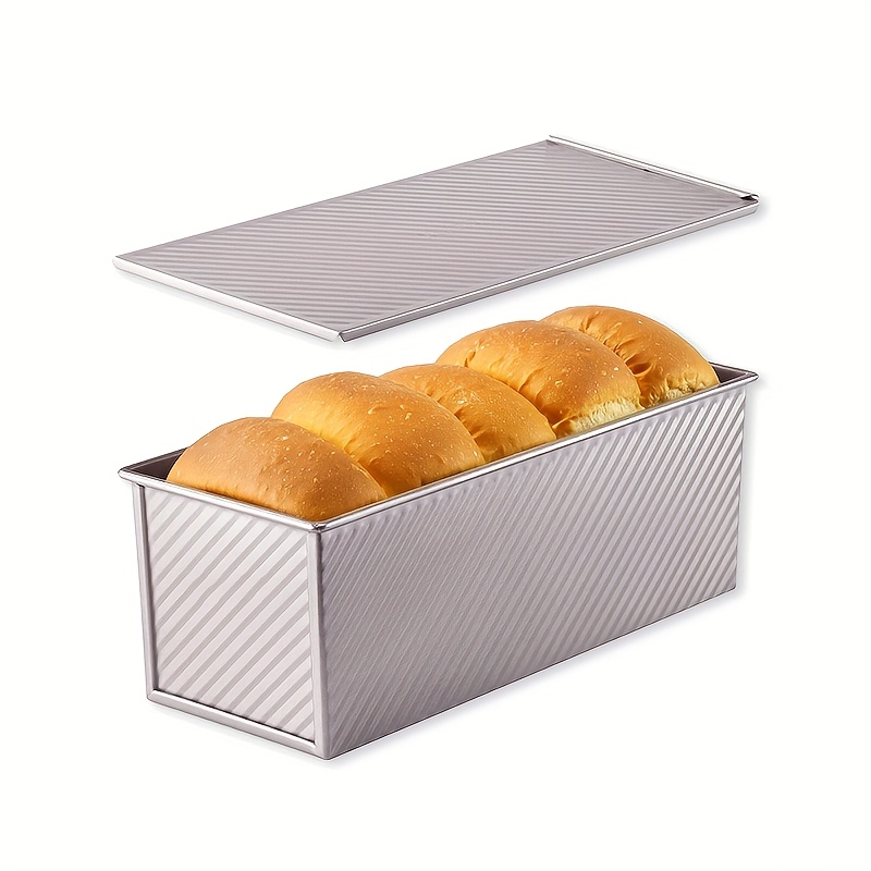 Temu – TEMU 2pcs Extended Bakeware Pullman Loaf Pan With Cover, 12.3 X 4.7 Inch, Nonstick & Quick Release Coating 2.2 Lb Dough Capacity Bakeware For Baking