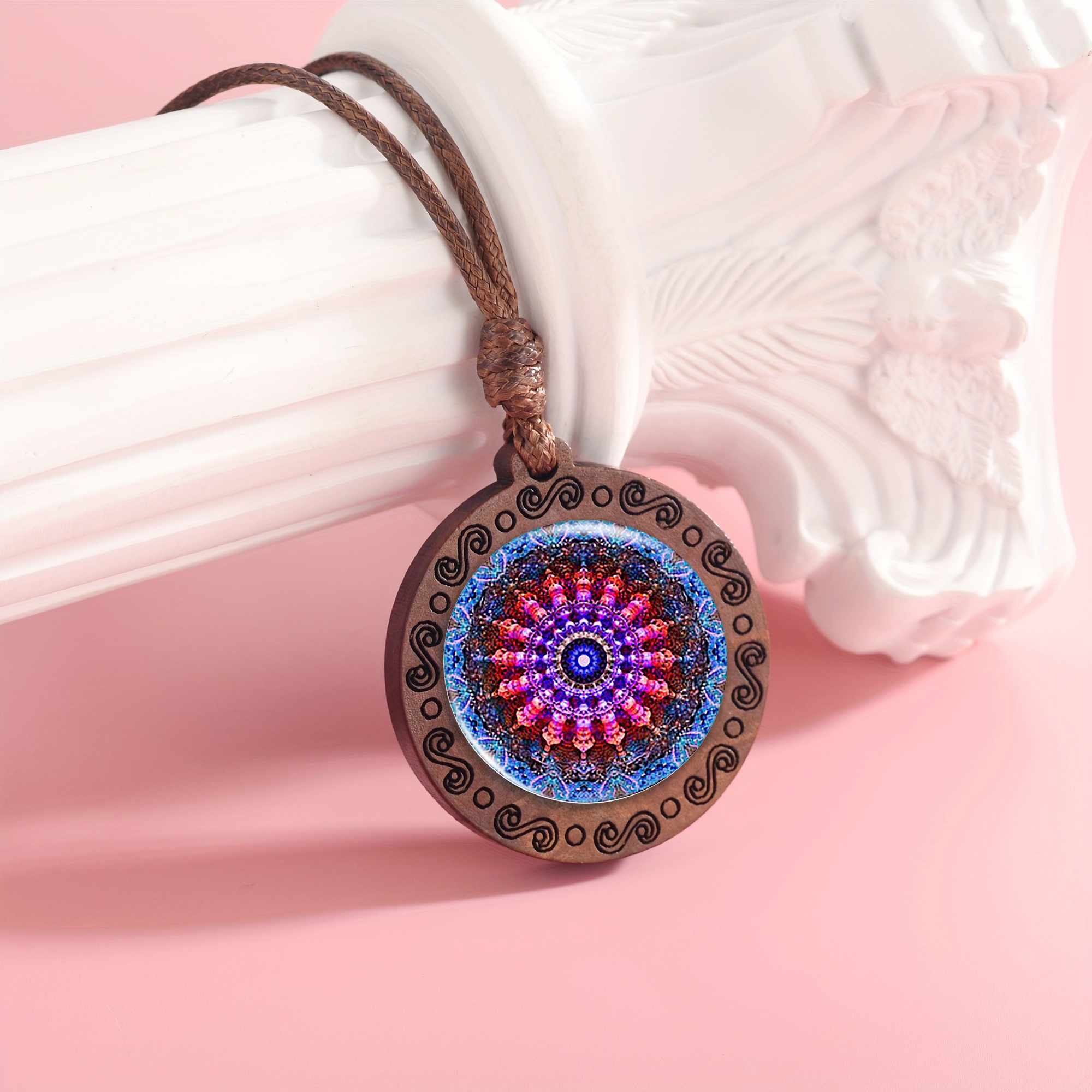 Handmade Geometric Art Necklace Pendant, Mandala Design