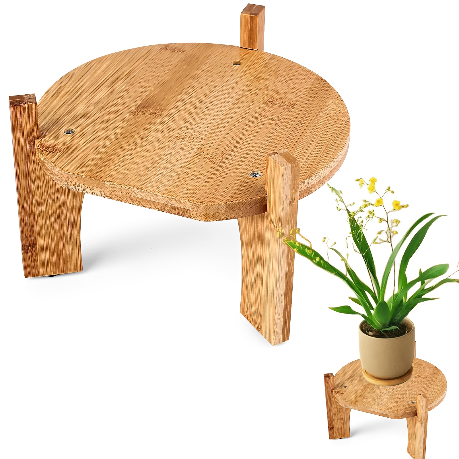 Image of Bamboo Plant Stand, Modern Planter Stand, Detachable Flower Pot Holder, Sturdy Potted Plant Rack For Indoor Outdoor Garden Home, Utility Racks