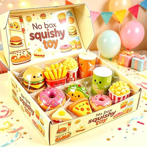 item picture food party 9 18pcs cute food soft party gift box random color with cute bright colors soft and slow rebound holiday parties birthday surprises christmas and halloween gifts without the box