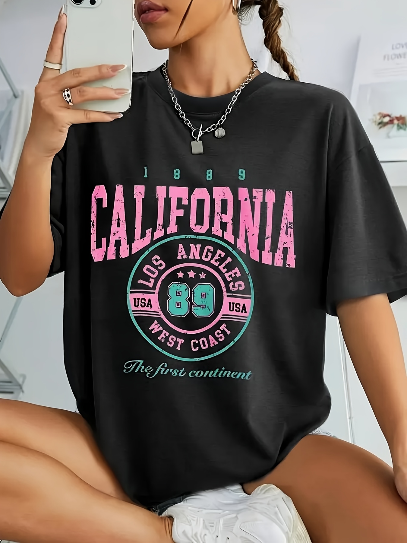 camiseta plus size feminina vintage 1989 california estampa Temu