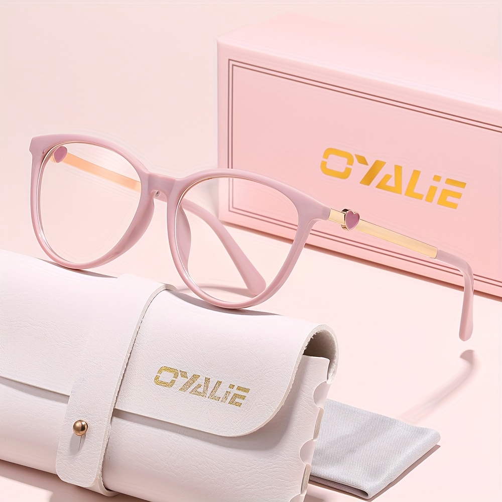Image of Oyalie Cat- Glasses For Women, Transparent Lenses, Pink To White Heart-shaped Embellished Frame, Metal Temple Design, Street Photography - Casual Shopping