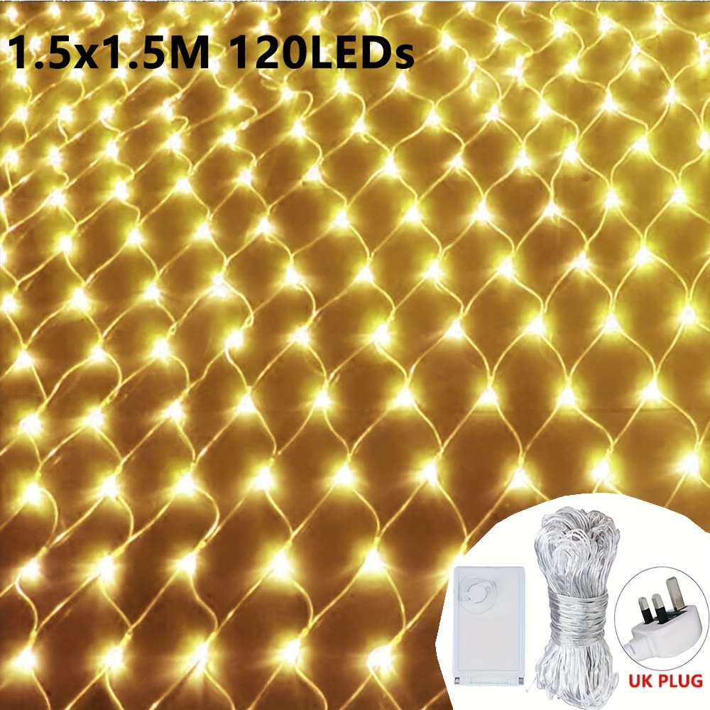 TEMU Net Mesh Lights, Christmas Led Lamp Fairy String Light With 8 Lighting , For Indoor Outdoor Backyard Gazebo Balcony Window Christmas Tree Castle