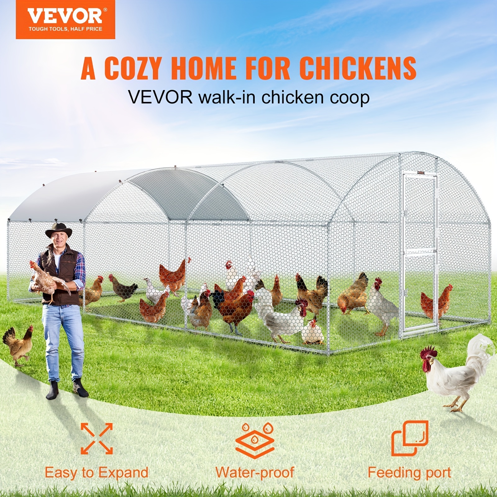Large Metal Chicken Coop Runway Walk in Poultry Cage Temu
