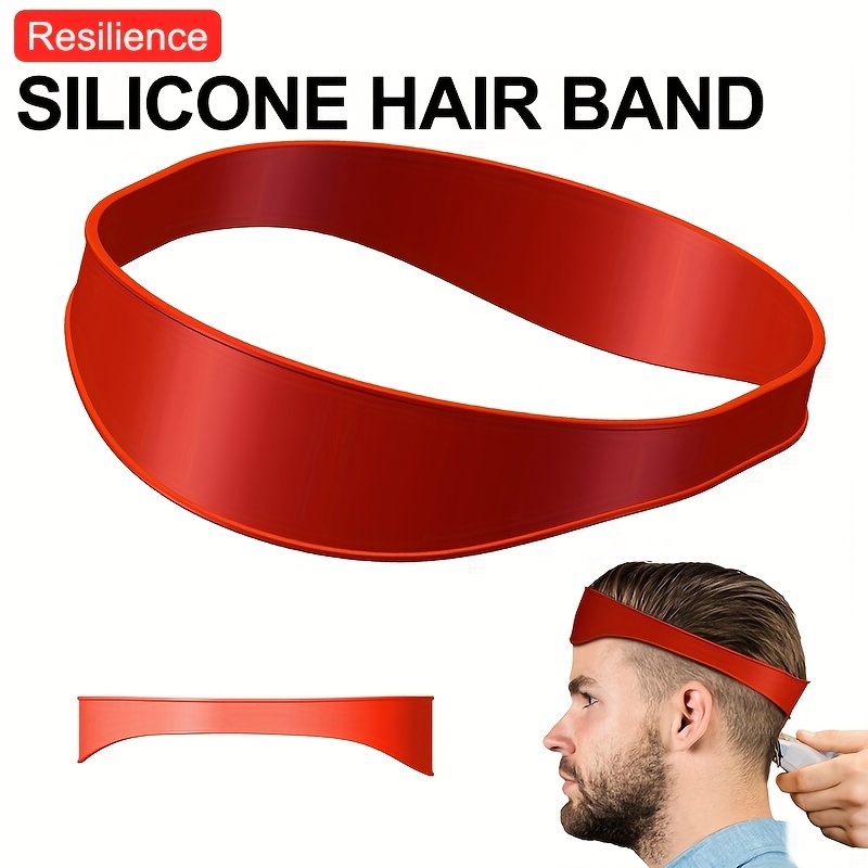 

Men's Red Silicone Haircut Band - Flexible, Curved Hair Trimming Guide For Diy Home & Travel Use, Hair Styling Tool