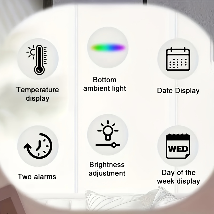 1  function digital alarm clock with adjustable brightness date display usb power stylish rectangular design for home decor holiday gifts details 9