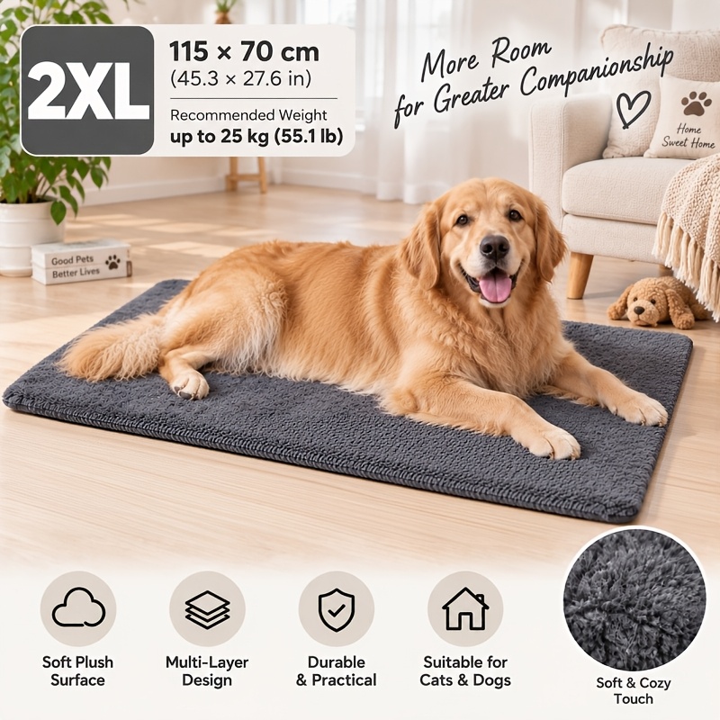 TEMU Tapis auto-chauffant en peluche pour chiens et chats, matelas de couchage multicouche avec feuille d'aluminium intégrée pour la rétention de la