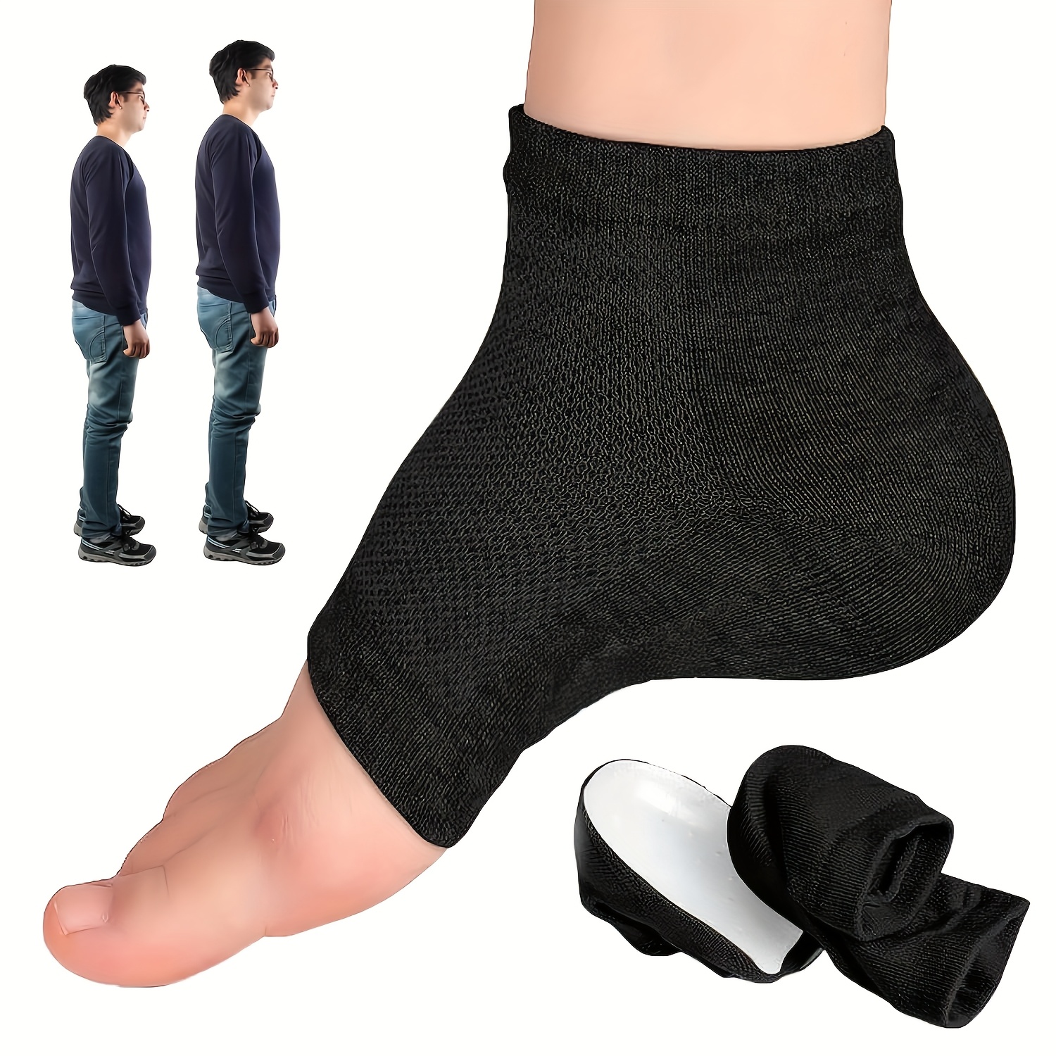 Discreet Silicone Socks Provide A 3.5 Cm Lift, Featuring Soft Gel Insoles That Are Non-slip And Breathable, Making Them Perfect For Men And Women For Daily Wear And