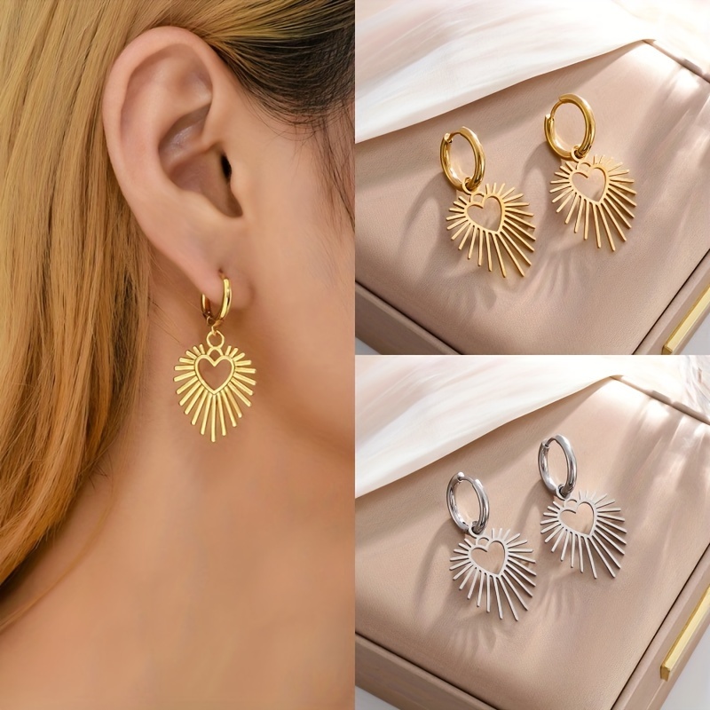 

1 Paire d'élégantes boucles d'oreilles pendantes en inoxydable pendentif géométrique creux en de - Boucles d'oreilles et chics les , les banquets et - Accessoire de toutes - Cadeau elle