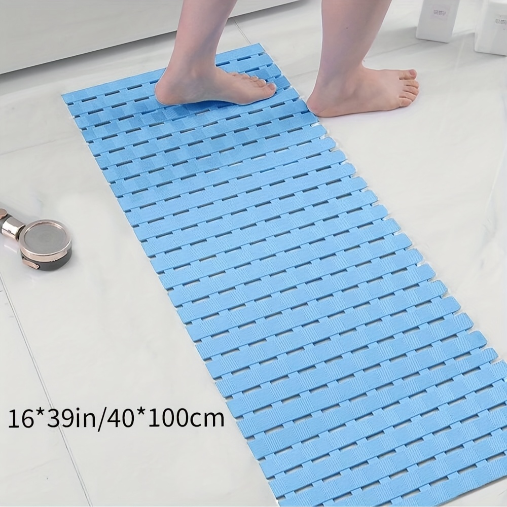 non slip pvc bathroom mat 16x39 inches quick dry waterproof easy drainage durable   floor mat for home shower bathroom kitchen and entryway bathroom floor mat rectangular floor mat pvc construction bathroom mat Product details 4