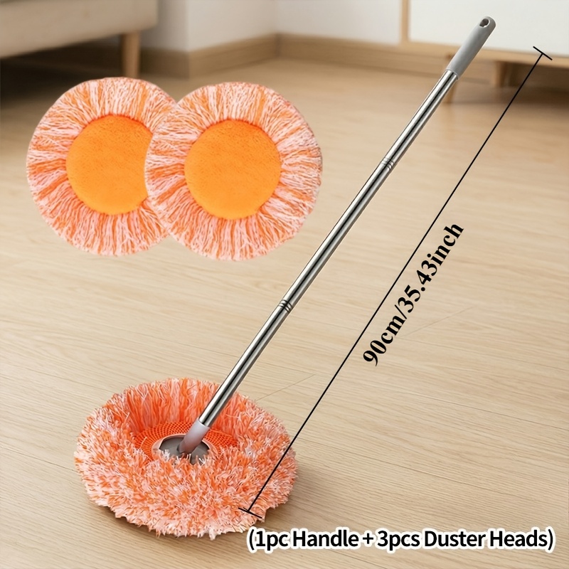 TEMU 35-inch Cleaning Mop, 1pc Rod And 3pcs Replacement Heads, With Long Handle - 360-degree Rotation Function, Suitable For Floors, Walls, Ceilings,