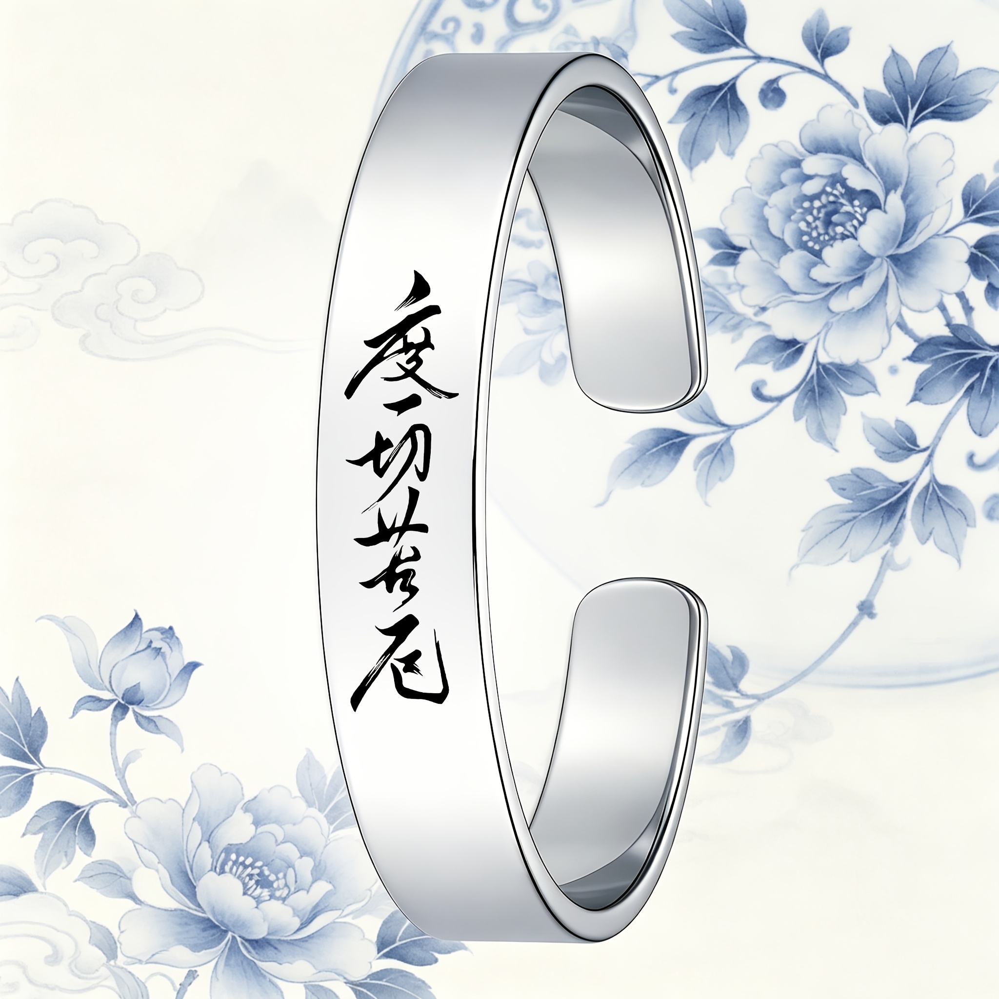 Unisex Chinese Short Sentence 304 Stainless Steel Open Bangle