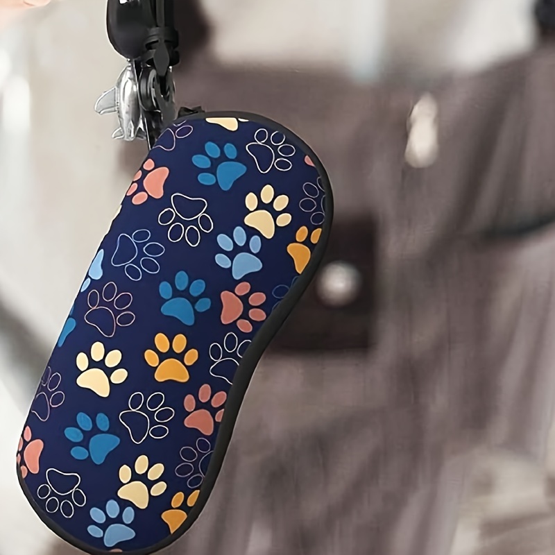 

Cute Dog Paw Print Glasses Case Box For Travel Sports Soft Neoprene Portable Sunglasses Case For Both Men And Women