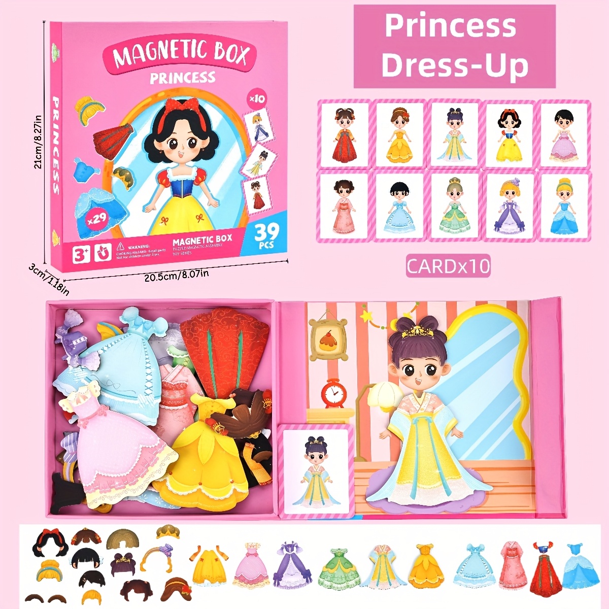 magical dress up   and girls pretend puzzle game role playing emotional management face changing educational toy traffic professional princess theme scene fun gift for children ages 3 6