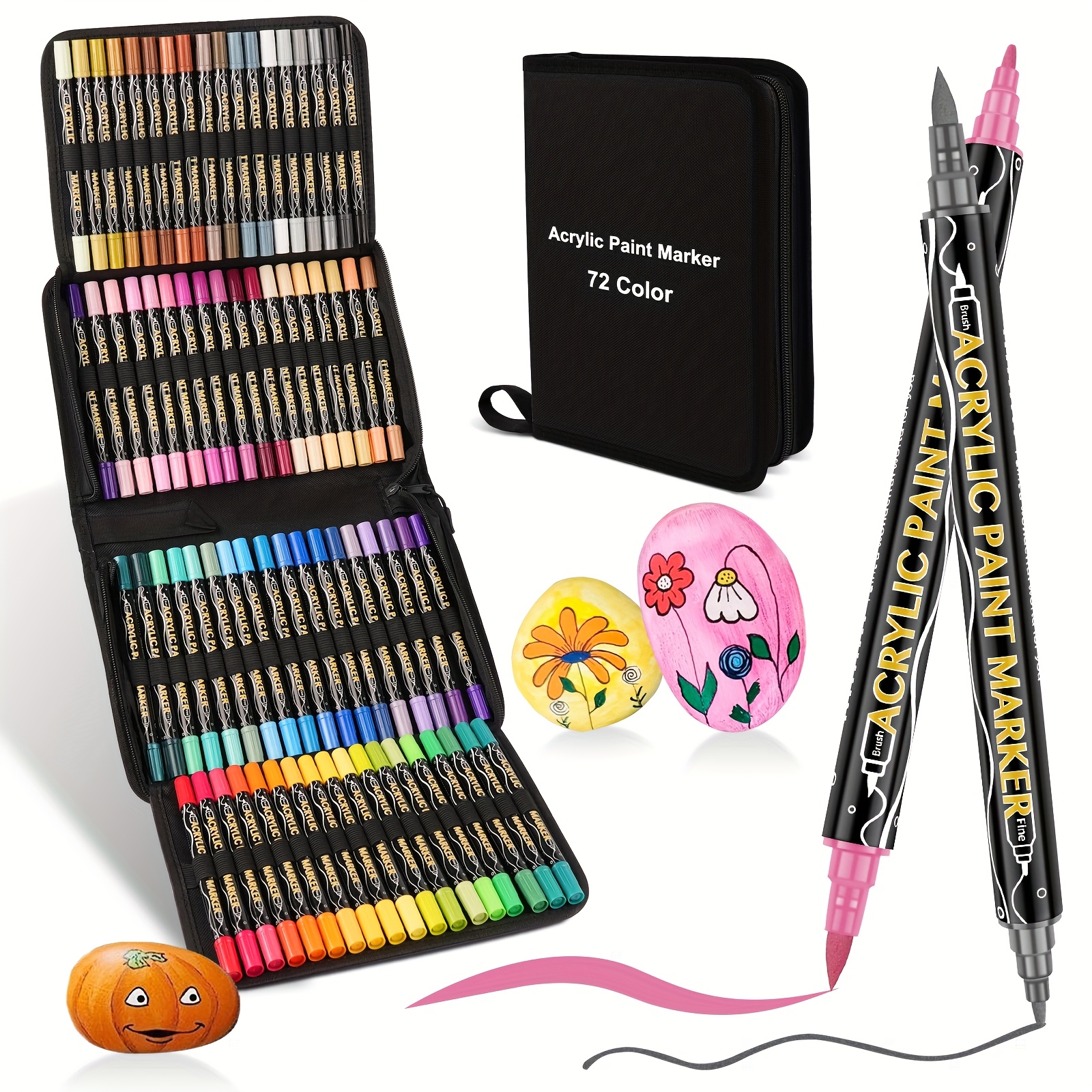 Image of Acrylic Paint Pens Bagtype- Acrylic Paint Markers Colouring Pens For Rock Painting, Wood, Canvas, Stone, Glass, Ceramic Surfaces, Supplies