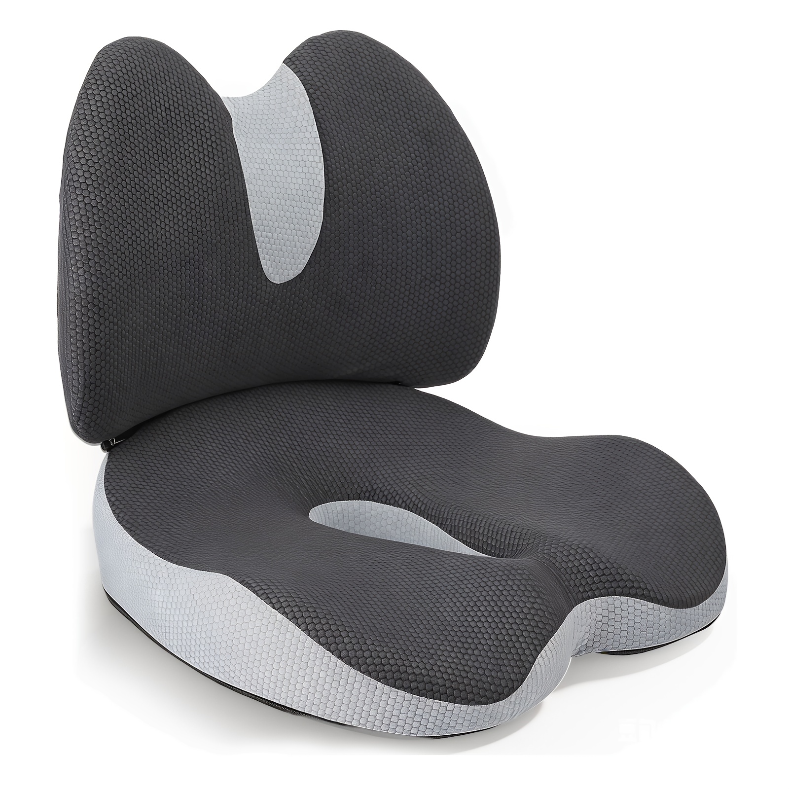 Image of 2-in-1 Seat Cushion And Lumbar Support Pillow Set, Large Ergonomic Memory Foam Cushion For Office Chair, Car, Wheelchair, And Gaming Chair