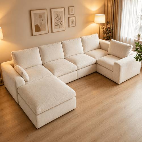 modular cloud sofa set modern sectional couch with soft chenille upholstery high foam cushions ergonomic deep sturdy frame construction easy assembly living room apartment contemporary home