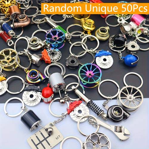 Artikelbild 15/30/50 stück zufällige, nicht wiederholte, mehrfarbige auto-modifikationsteile schlüsselanhänger schlüsselanhänger kombination, beliebter schlüsselanhänger geschenk schlüsselanhänger taschenanhänger