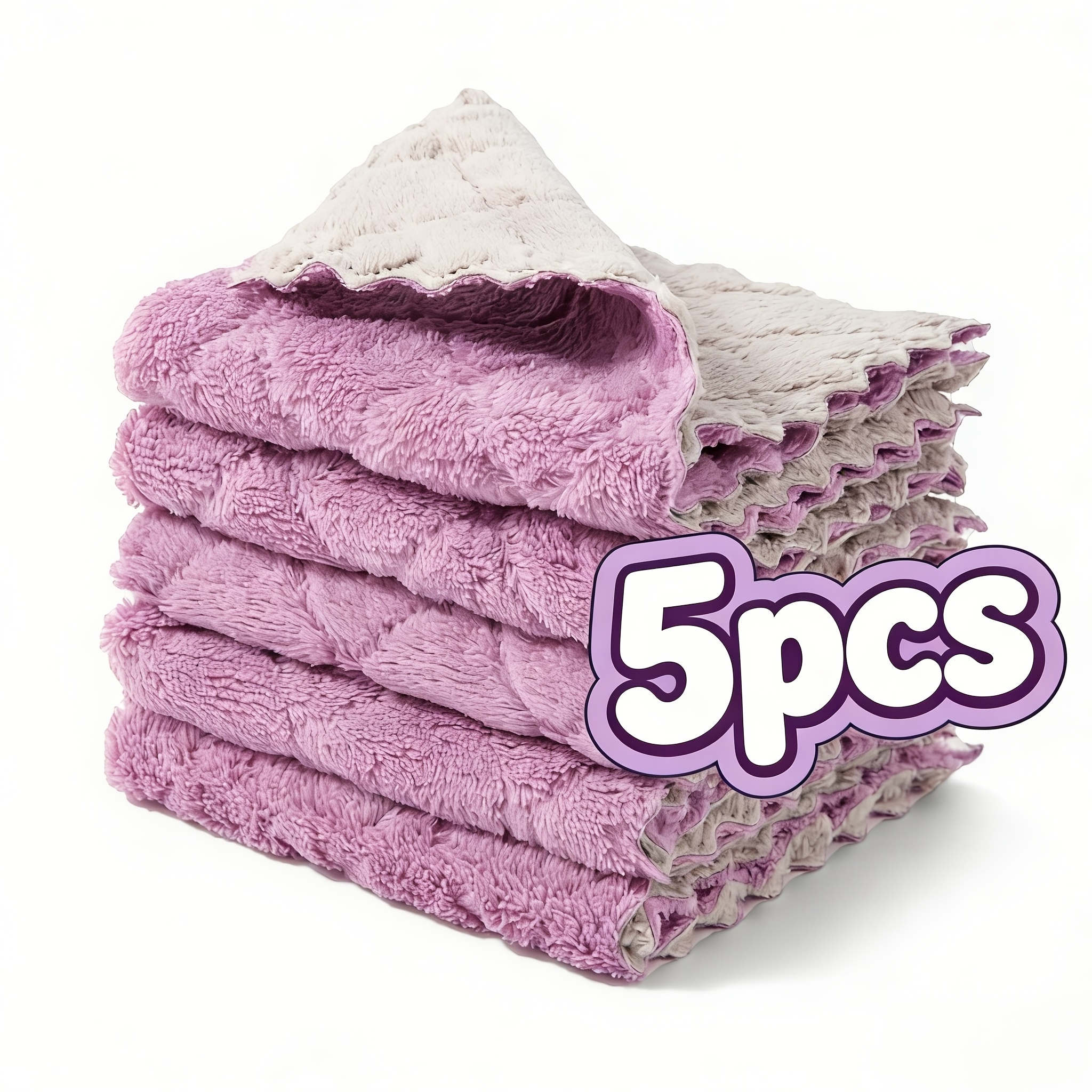 5pcs purple kitchen towels dish towels multipurpose reusable dish cloths double sided microfiber cleaning rags for furniture tea bowl