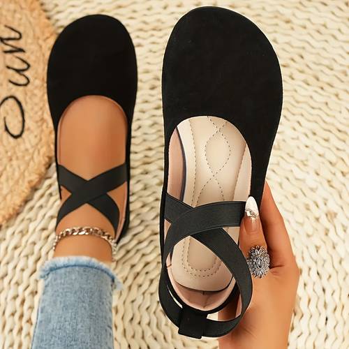 and autumn womens velvet shallow mouth elastic round head flat matching shoes suitable for vacation and home use