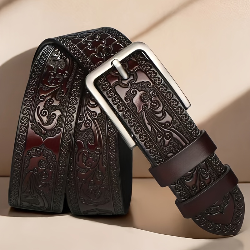 

Ceinture en cuir pour hommes avec boucle en , design sculpté élégant pour et les tenues décontractées - Cuir et - Cadeau pour les pères et les - Jour de la Saint-Valentin