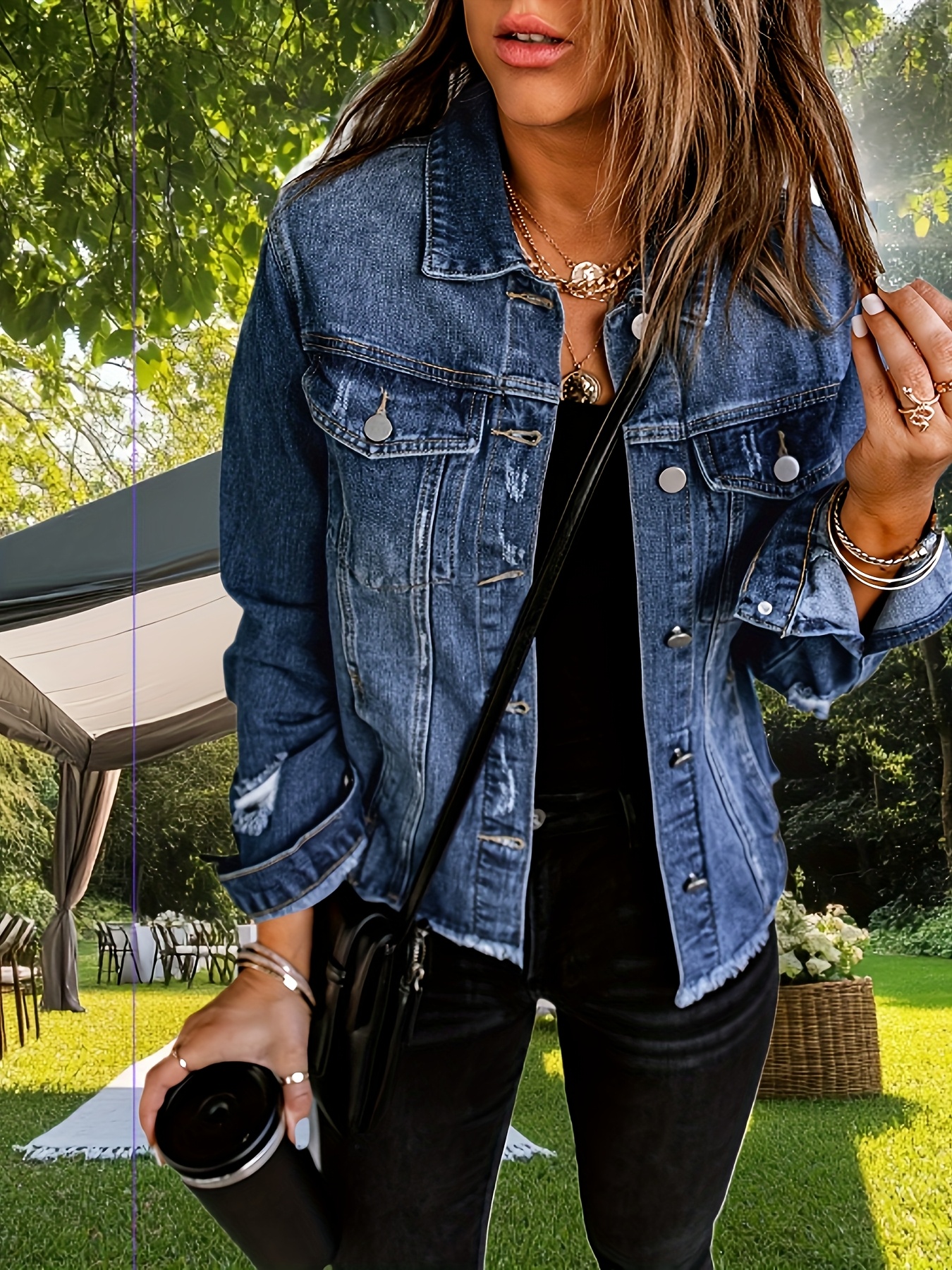 Vintage Boho Embroidery Denim Jacket Spring Autumn 2025 Long