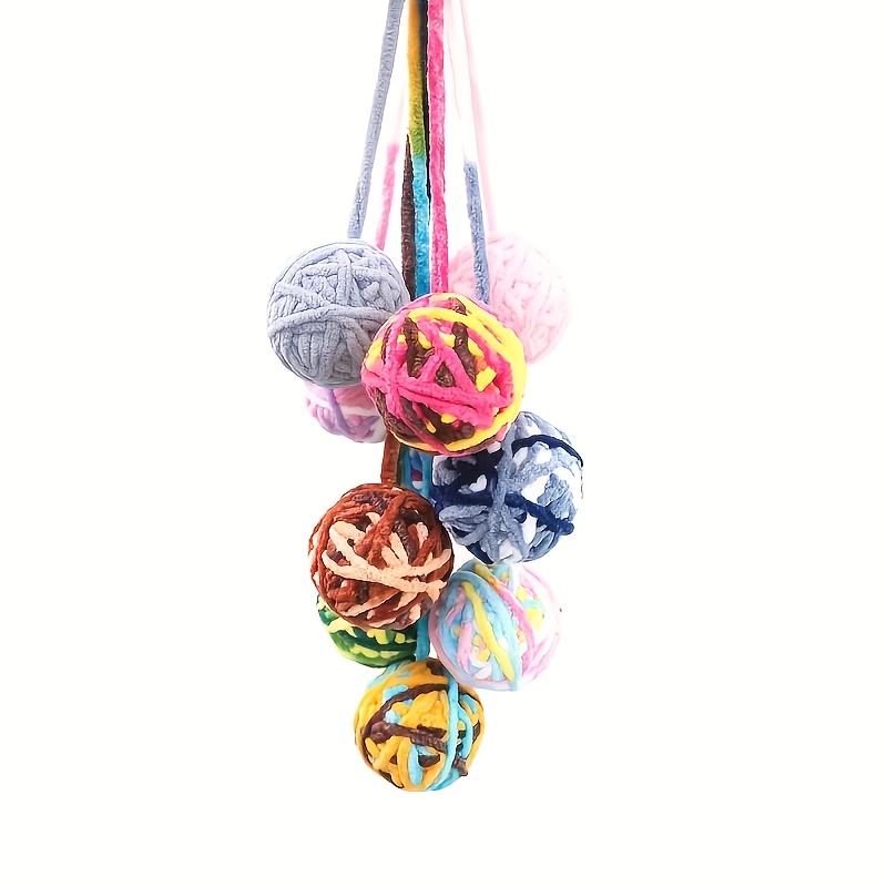 2/4pcs Random Colors Pet Ball Toy, Cat Self-Entertainment Chew and Tease Toy, Random Colors, Tail Ball with Colorful Thick Knitted Ball and Bell, Pet Interactive Toy