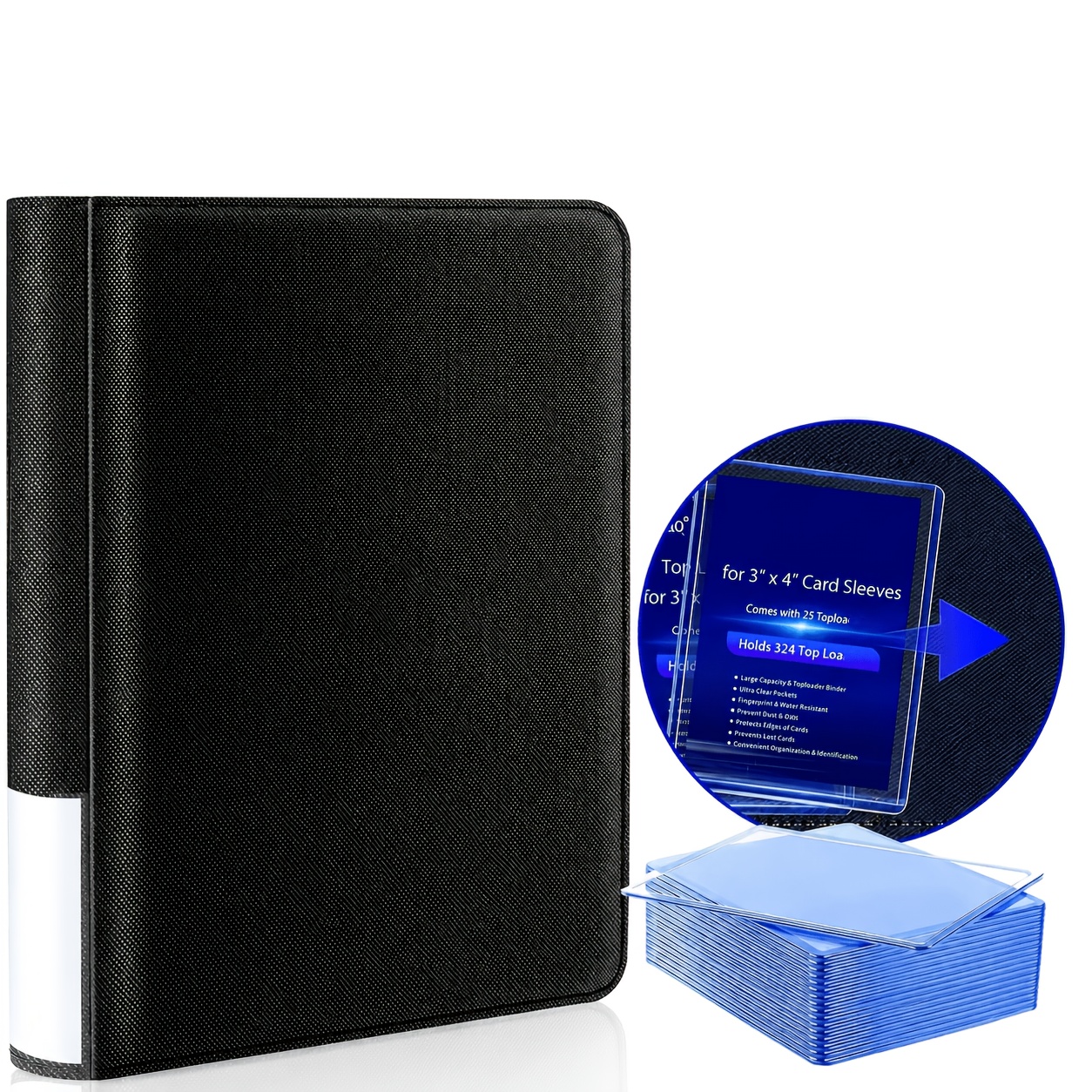 TEMU Classeur Topload Contient 324 Topload et 25 Topload | Similicuir et Inserts PP Anti-Décoloration | Classeur Top Loader Portable à Sortie de