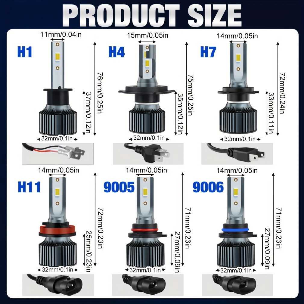set of 2pcs 40000lm h4 h7 led 3570 csp h1 h8 h11 9005 hb3 9006 hb4 car lights canbus   6500  Product details 0
